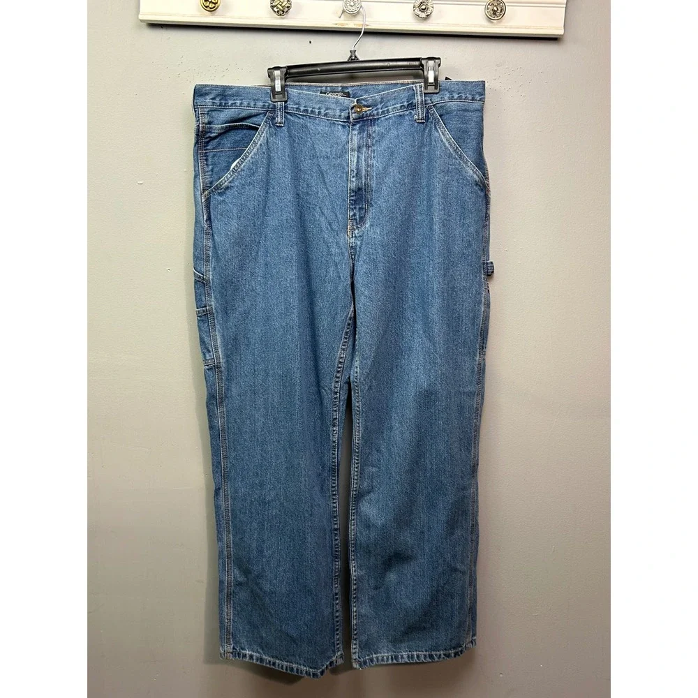 George Mens Carpenter Jeans Blue Denim Straight Leg Work‎ Pants Size 40x30
